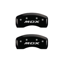 Load image into Gallery viewer, MGP 4 Caliper Covers Engraved Front Acura Engraved Rear MDX Black finish silver ch