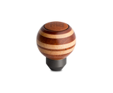 Momo Targa Heritage Shift Knob - Round Wood, Layered Mahogany and Beechwood, Leather Insert Top