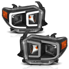 Load image into Gallery viewer, ANZO 14-17 Toyota Tundra Plank Style Projector Headlights Black w/ Amber