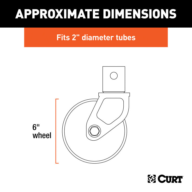 Curt 6in Jack Caster (Fits 2in Tube 2000lbs)