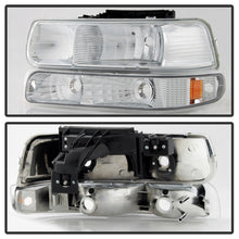 Load image into Gallery viewer, xTune Chevy Tahoe 00-06 Amber Crystal Headlights w/ Bumper Lights Chrome HD-JH-CSIL99-SET-AM-C