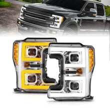 Load image into Gallery viewer, ANZO 17-19 Ford F-250/350/450 SD (w/o Factory LED HL) LED Proj Headlights w/Light Bar Switchback Chr