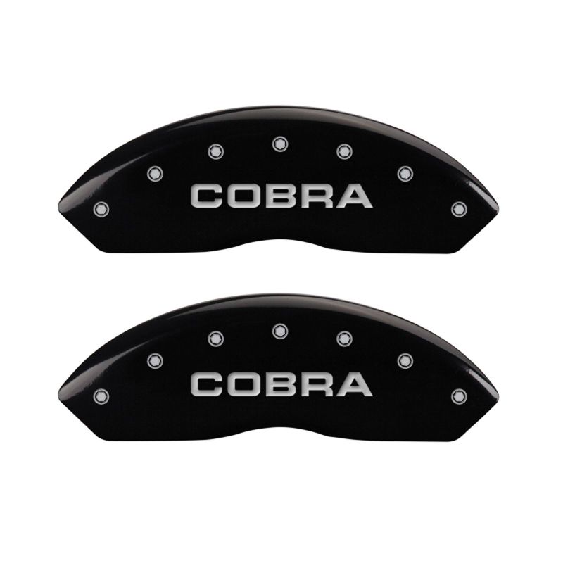 MGP 4 Caliper Covers Engraved Front & Rear Cobra Black finish silver ch