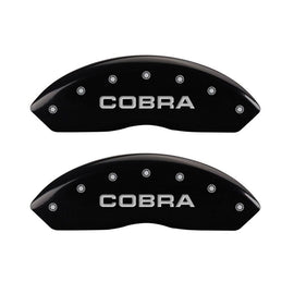 MGP 4 Caliper Covers Engraved Front & Rear Cobra Black finish silver ch