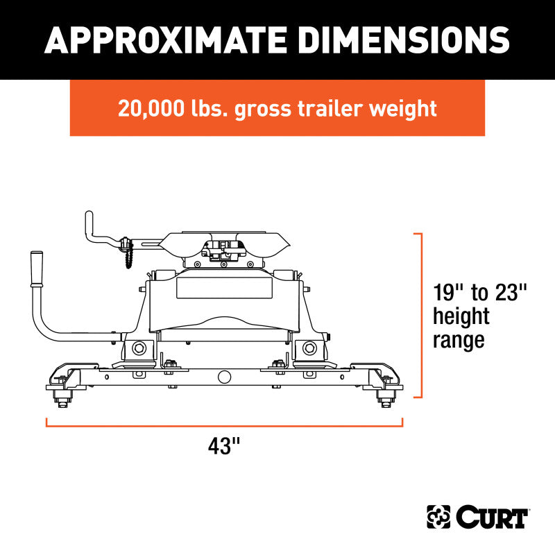 Curt Q20 5th Wheel Hitch w/Roller and Ram Puck System Adapter