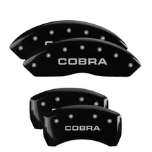 Load image into Gallery viewer, MGP 4 Caliper Covers Engraved Front &amp; Rear Cobra Black finish silver ch