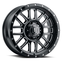 Load image into Gallery viewer, ICON Alpha 20x9 5x150 16mm Offset 5.625in BS Gloss Black Milled Spokes Wheel