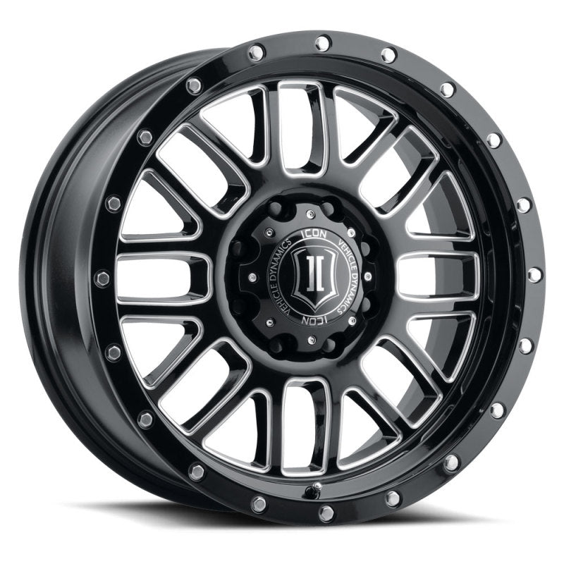 ICON Alpha 20x9 8x6.5in 19mm Offset 5.75in BS Gloss Black Milled Spokes Wheel
