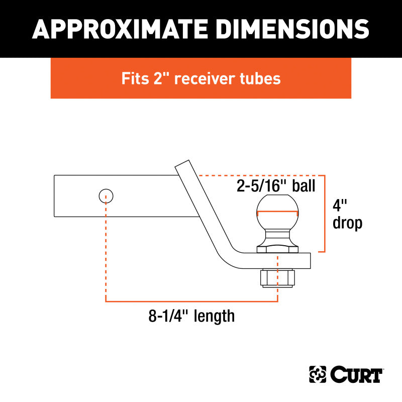 Curt Loaded Ball Mount w/2-5/16in Ball (2in Shank 7500lbs 4in Drop)