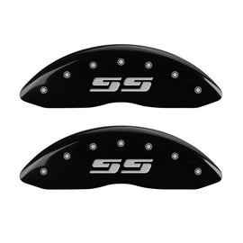 MGP 4 Caliper Covers Engraved Front & Rear Silverado style/SS Black finish silver ch