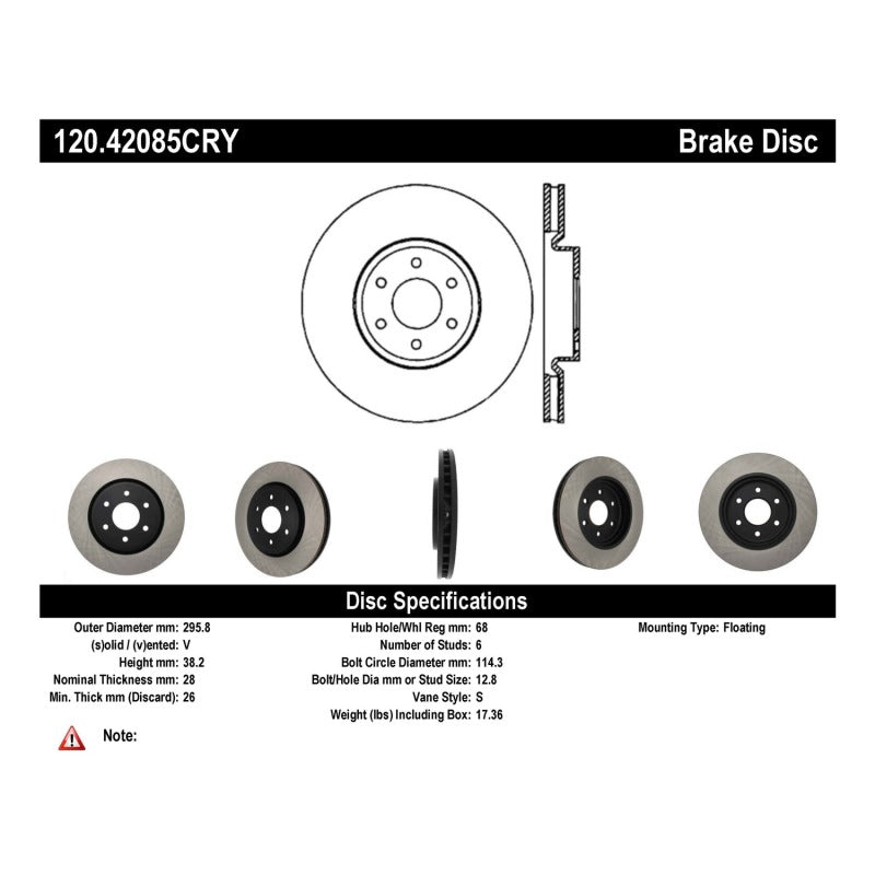 Stoptech 05-09 Nissan Frontier/ Xterra Front Performance Cryo Rotor