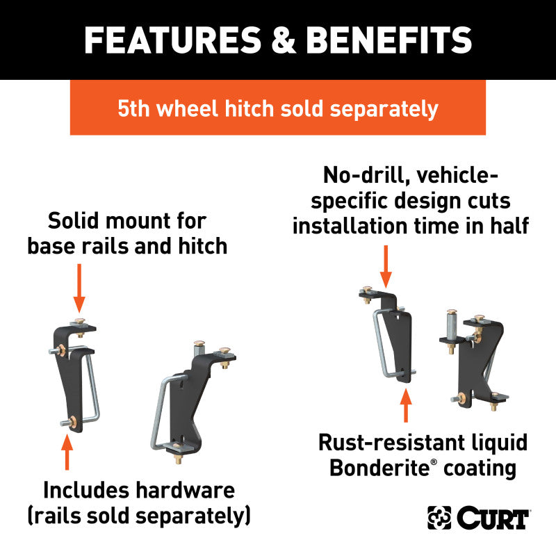 Curt 06-08 Dodge Ram 2500 Custom 5th Wheel Brackets