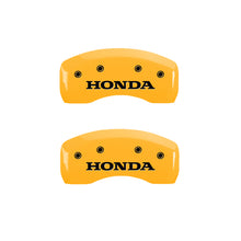 Load image into Gallery viewer, MGP 4 Caliper Covers Engraved Front &amp; Rear Honda Yellow finish black ch