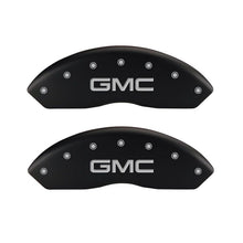 Load image into Gallery viewer, MGP 4 Caliper Covers Engraved Front &amp; Rear GMC Red finish silver ch