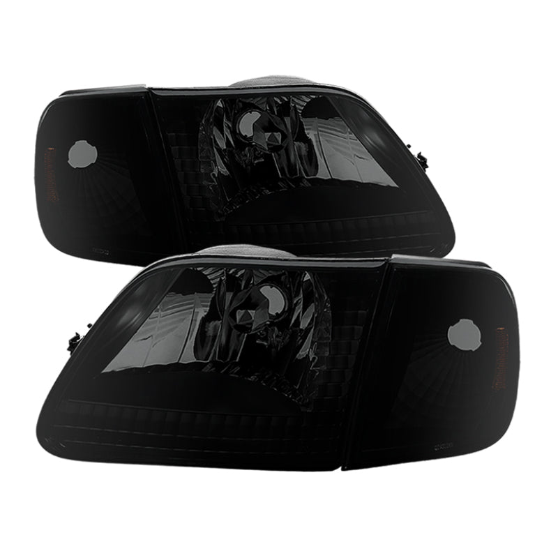 xTune Ford F150 97-03 Crystal Headlights w/Corner Black Smoked HD-JH-FF15097-SET-AM-BSM