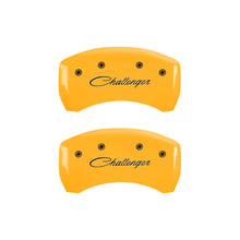 Load image into Gallery viewer, MGP 4 Caliper Covers Engraved F &amp; R Cursive/Challenger Yellow Finish Black Char 2006 Dodge Charger