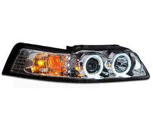 Load image into Gallery viewer, Raxiom 99-04 Ford Mustang Dual LED Halo Projector Headlights- Chrome Housing (Clear Lens)