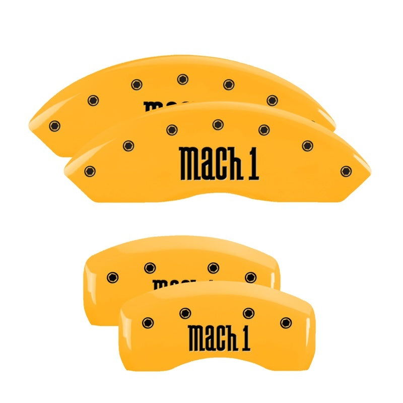 MGP 4 Caliper Covers Engraved Front Cobra Rear Snake Yellow Finish Black Char 2003 Ford Mustang