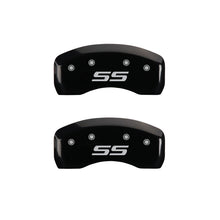 Load image into Gallery viewer, MGP 4 Caliper Covers Engraved Front &amp; Rear Monte Carlo style/SS Black finish silver ch