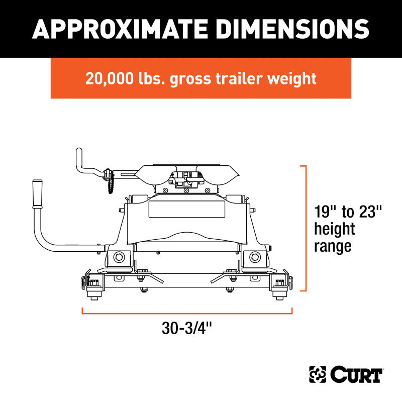 Curt Q20 5th Wheel Hitch w/Roller and GM Puck System Adapter