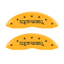 MGP 4 Caliper Covers Engraved Front & Rear Raptor Yellow Finish Black Char 2011 Ford F-150