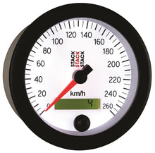 Load image into Gallery viewer, Autometer Stack Instruments 88MM 0-260 KM/H Programmable Speedometer - White