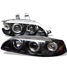 Spyder Honda Civic 92-95 2/3DR 1PC Projector LED Halo Amber Reflector Blk PRO-YD-HC921P-23D-AM-BK