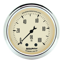 Load image into Gallery viewer, Autometer Antique Beige 52.4mm 0-100 PSI Mechanical Oil Pressure Gauge
