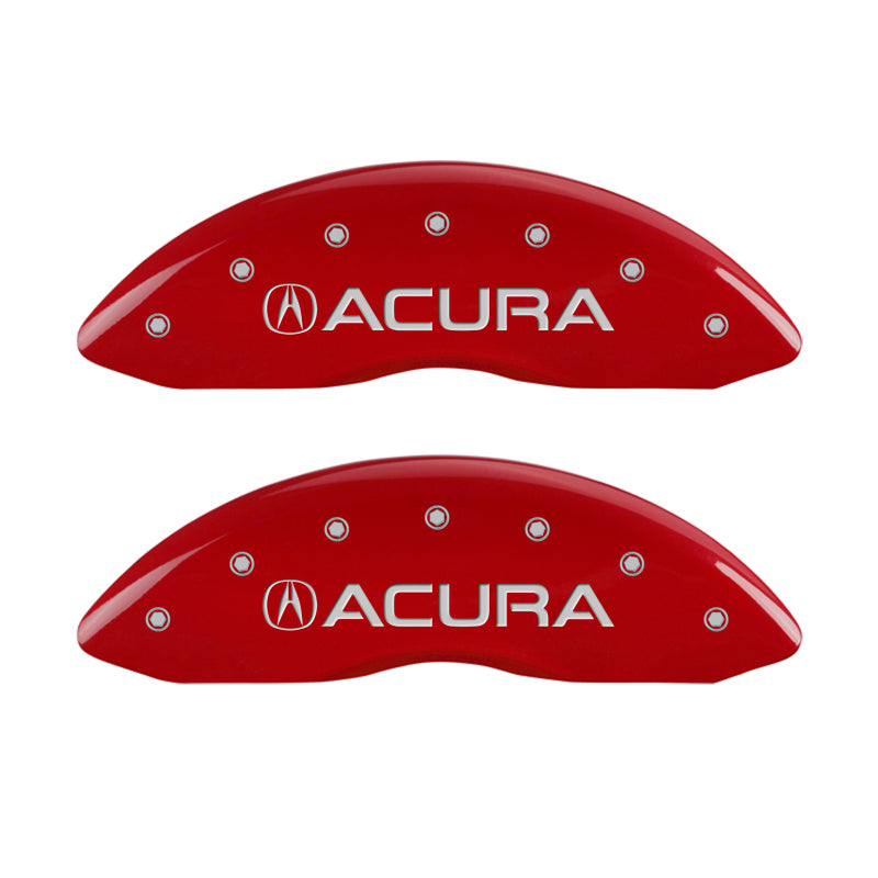 MGP 4 Caliper Covers Engraved Front & Rear Acura Red Finish Silver Char 2017 Acura MDX