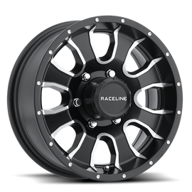 Raceline 860M Mamba 16x6in / 6x139.7 BP / 0mm Offset / 4.25mm Bore - Black & Machined Wheel