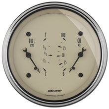 Load image into Gallery viewer, AutoMeter Gauge Dual Fuel &amp; Oilp 3-3/8in. 0 Ohm(e) to 90 Ohm(f)&amp; 100PSI Elec Antq Beige