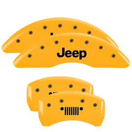 MGP 4 Caliper Covers Engraved Front & Rear MGP Yellow Finish Black Char 2006 Jeep Commander