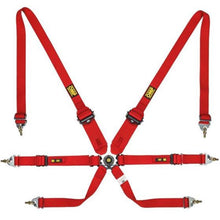 Load image into Gallery viewer, OMP Safety Harness One 2In Convertible Red Pull Up Conv Pull Down - (Fia 8853-2016)
