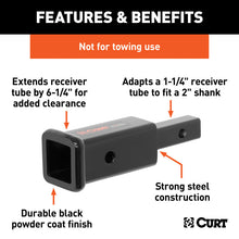 Load image into Gallery viewer, Curt Receiver Tube Adapter (1-1/4in to 2in Shank Not for Towing Use 6-1/4in Length)