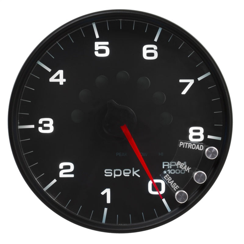 Autometer Spek-Pro Gauge Tachometer 5in 8K Rpm W/Shift Light & Peak Mem Black/Black