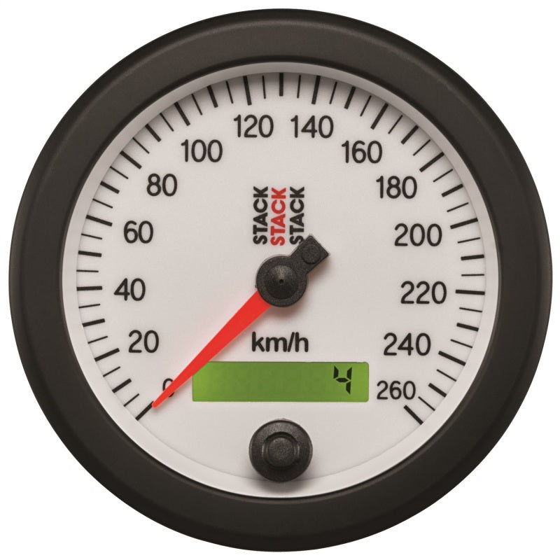 Autometer Stack Instruments 88MM 0-260 KM/H Programmable Speedometer - White