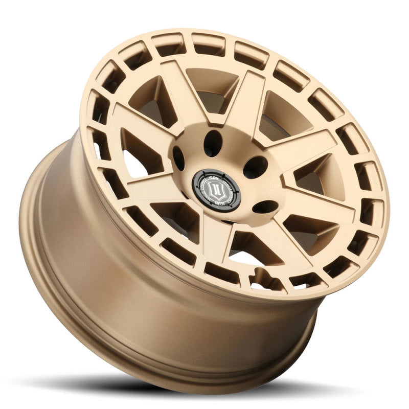 ICON Compass 17x8.5 5x5 -6mm Offset 4.5in BS Satin Brass Wheel