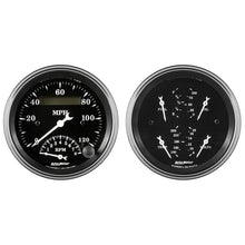 Load image into Gallery viewer, Auto Meter Gauge Kit 2 pc. Quad &amp; Tach/Speedo 3 3/8in Old Tyme Black