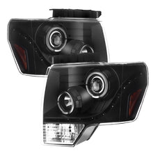 Load image into Gallery viewer, Xtune Ford F150 09-14 Projector Headlights Halogen Model Only LED Halo Black PRO-JH-F15009-LED-BK
