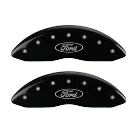 MGP Front set 2 Caliper Covers Engraved Front Oval logo/Ford Black finish silver ch