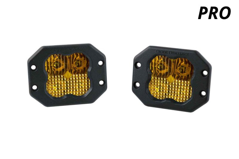 Diode Dynamics SS3 LED Pod Pro - Yellow SAE Fog Flush (Pair)