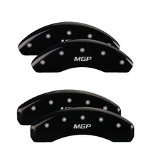 Load image into Gallery viewer, MGP Front set 2 Caliper Covers Engraved Front MGP Black finish silver ch