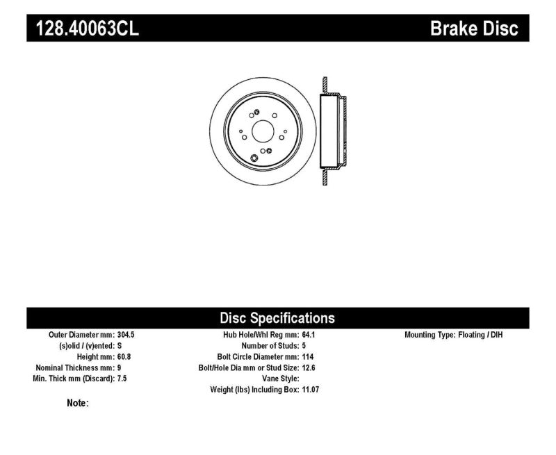 StopTech Drilled Cryo Sport Brake Rotor