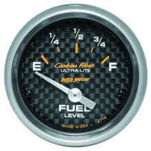 Load image into Gallery viewer, Autometer Carbon Fiber 52mm 0E-90F Short Sweep Electronic Fuel Level Gauge