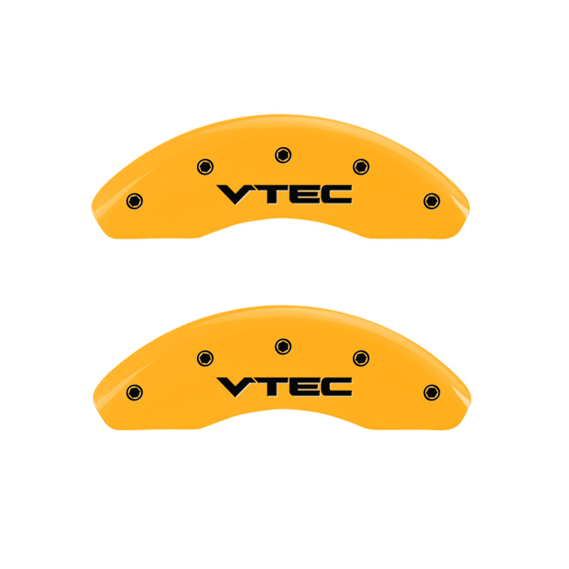 MGP 4 Caliper Covers Engraved Front & Rear Vtech Yellow Finish Black Char 2004 Acura RSX