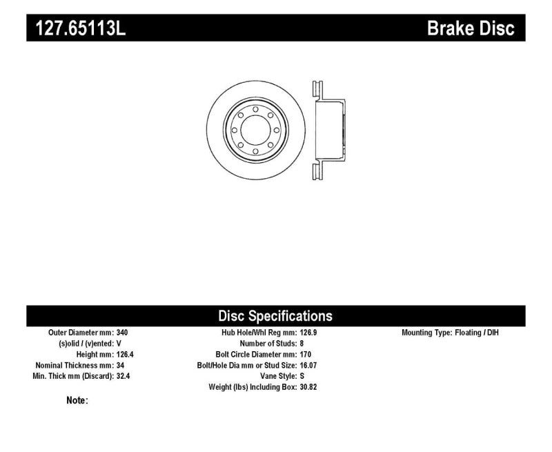 StopTech 05-09 Ford F250/F350 Rear Left Slotted & Drilled Rotor