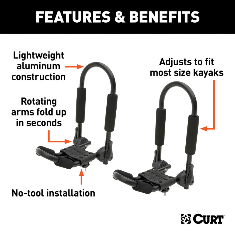 Curt Aluminum Roof Rack Kayak Holders