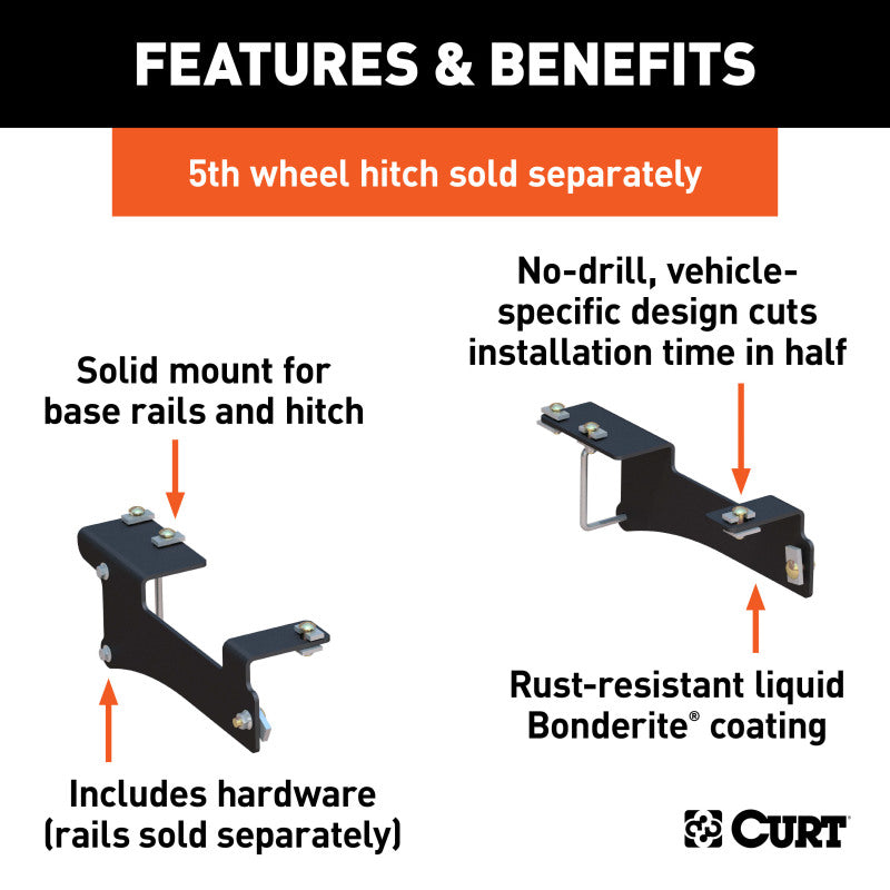 Curt 2020 Chevrolet Silverado / GMC Sierra 2500HD/3500HD 5th Wheel Brackets