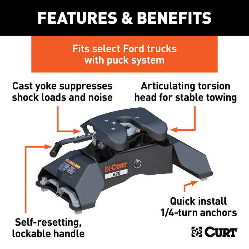 Curt A20 5th Wheel Hitch w/Ford Puck System Legs