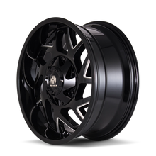 Load image into Gallery viewer, Mayhem 8106 Hatchet 20x9 / 5x139.7 BP / 18mm Offset / 110mm Hub Black w/ Milled Spokes Wheel